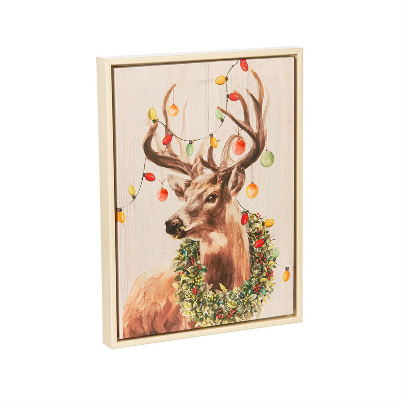 16" H x 12" L LED Christmas Canvas with White Frame