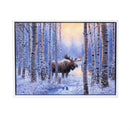 Woodland Storybook Wall Decor, LED Canvas with White Frame, Moose, 16" L x 12" H