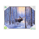 Woodland Storybook Wall Decor, LED Canvas with White Frame, Moose, 16" L x 12" H