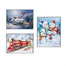 North Pole Express Wall Decor, LED Canvas with White Frame, Holiday Scenes, 16" L x 12" H, Asst of 3