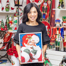 Traditional Santa Wall Decor, LED Canvas with White Frame, Classic Santa, 16" L x 12" H