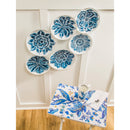 Six Round Plate Blue and White Embossed Wall Decor,6m538