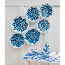 Six Round Plate Blue and White Embossed Wall Decor,6m538