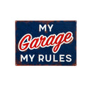 15.5"L x 11.5"H Metal USA Wall Decor, My Garage My Rules,6m9219
