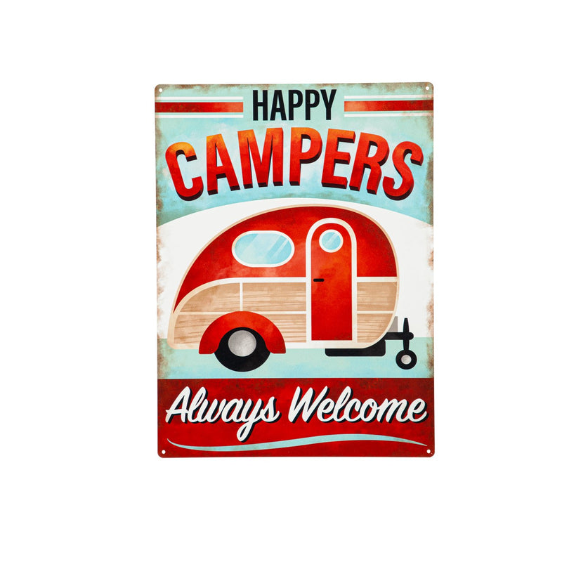 11.5"L x 15.5"H Metal USA Wall Décor, Happy Campers,6m9227
