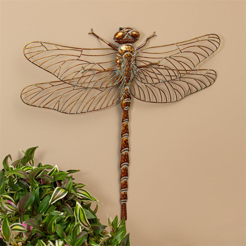 Pollinator Garden Indoor Wall Décor, Metal, Gold Dragonfly, 26" L x 23" H