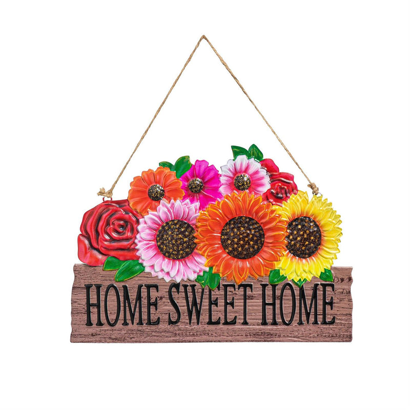 Metal Floral Garden Sign with Jute