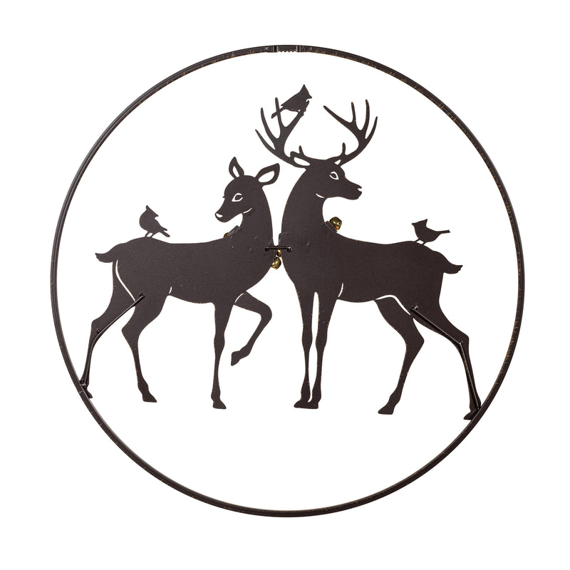 Woodland Storybook Wall Decor, Indoor Metal, Round Reindeer, 20"