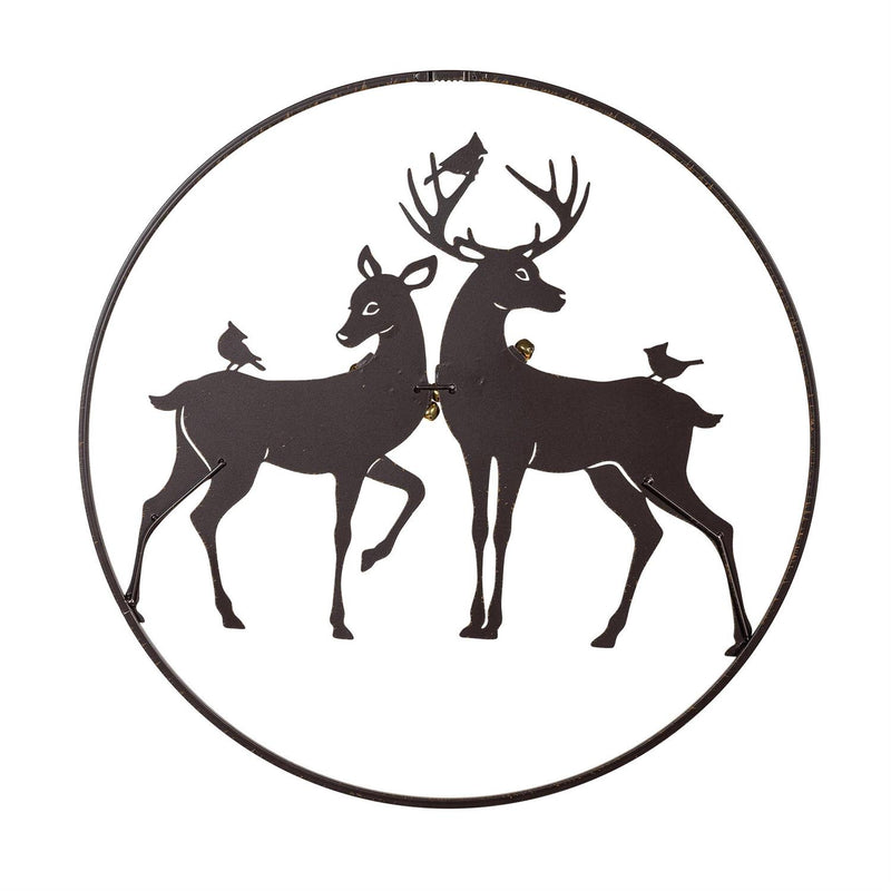 Woodland Storybook Wall Decor, Indoor Metal, Round Reindeer, 20"