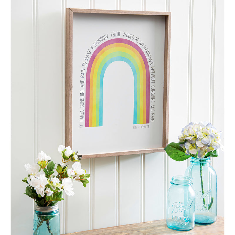 16" x 20" Framed Wood Wall Art Inspirational Rainbow