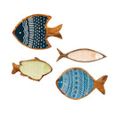 Wood & Enamel Fish Wall Decor, Set of 4