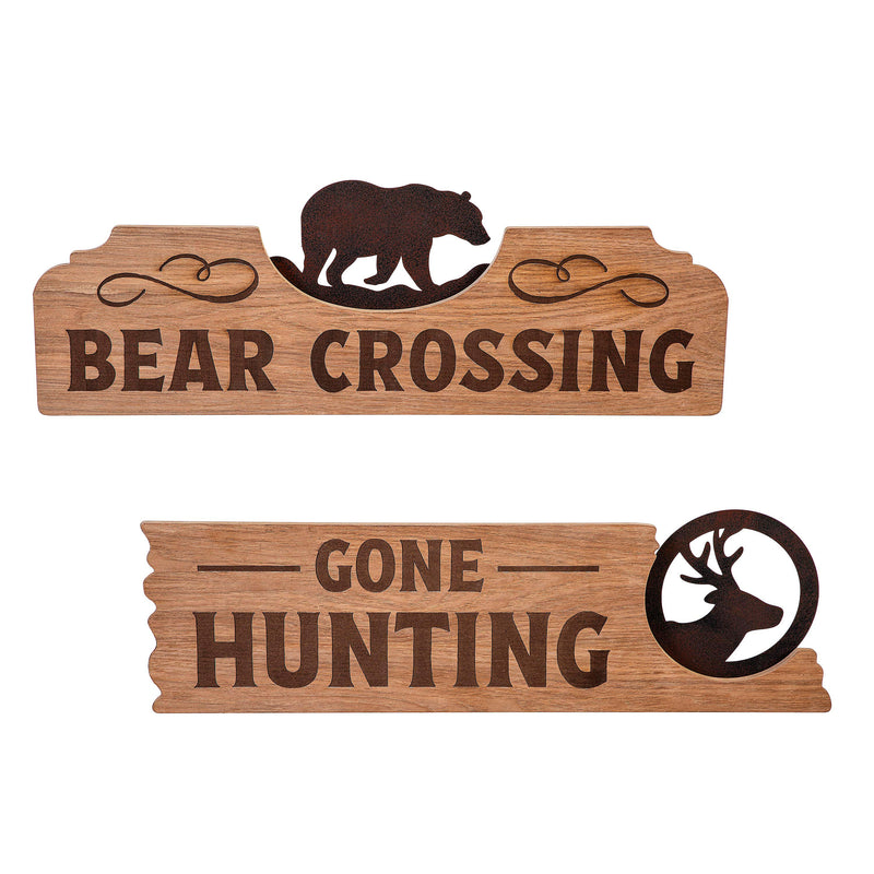 Wood and Metal Sign, Wildernesss, 8" H x 23" L