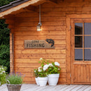 Wood and Metal Sign, Lake & Lodge, 8" H x 23" L