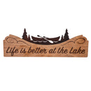 Wood and Metal Sign, Lake & Lodge, 8" H x 23" L
