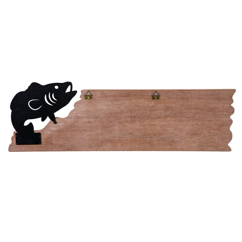 Wood and Metal Sign, Lake & Lodge, 8" H x 23" L