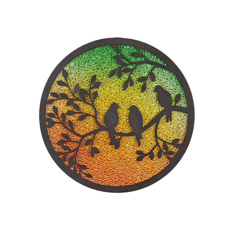 What She Shed Outdoor Wall Decor, Alternative Wall, Round Perched Birds, 12"