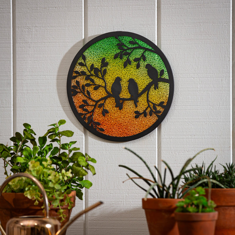 What She Shed Outdoor Wall Decor, Alternative Wall, Round Perched Birds, 12"