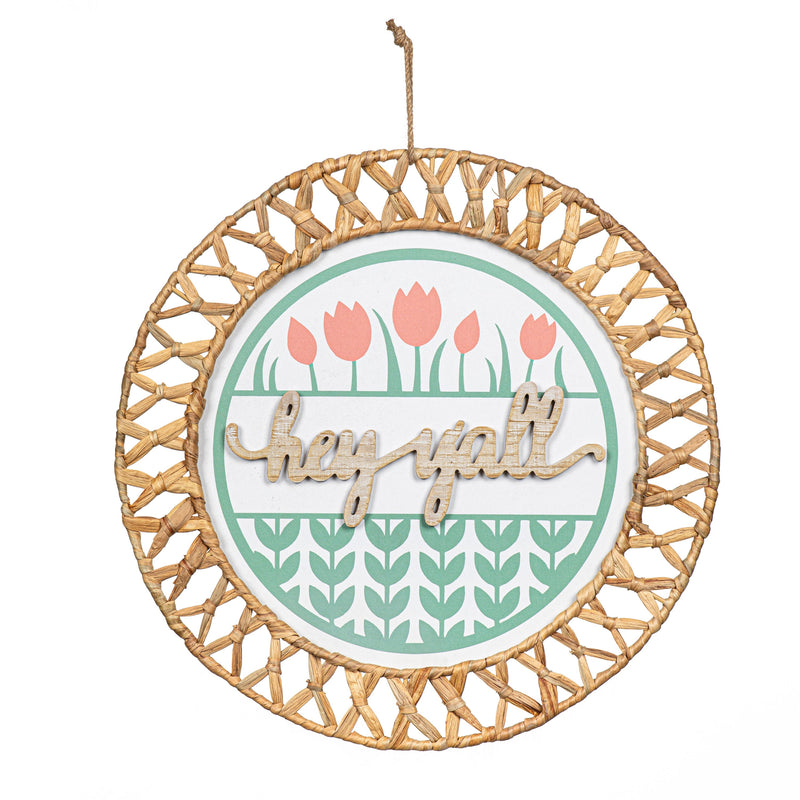 Hey Yall" Round Wall Decor, 18"