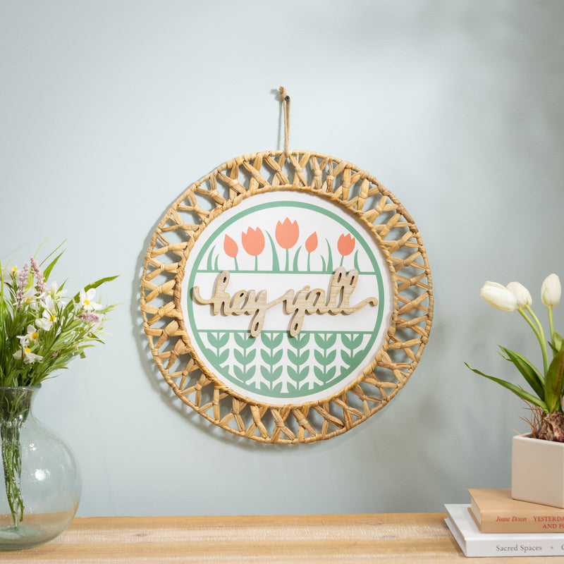 Hey Yall" Round Wall Decor, 18"