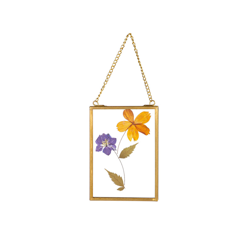 Pressed Flowers Glass Wall Decor, Set of 3