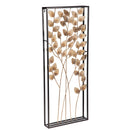 Embossed Gold Metal Leaf and Branches with Black Frame Wall Decor