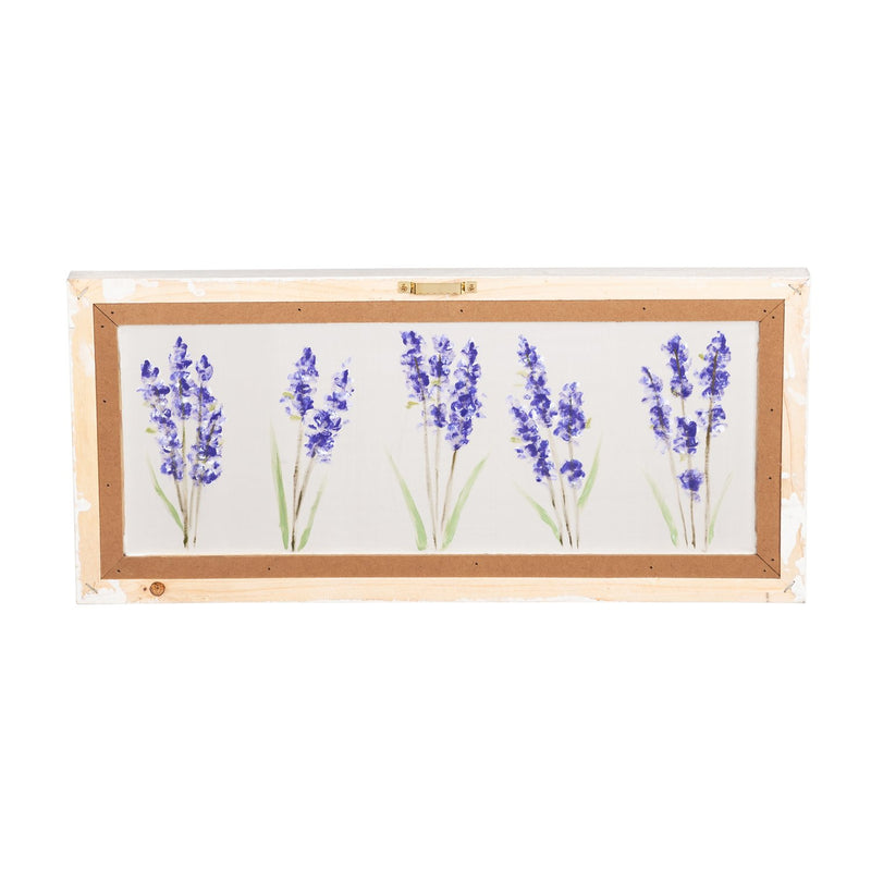 Lilacs Hand Painted Screen Wood Frame Wall Decor, 20"W x 9"H