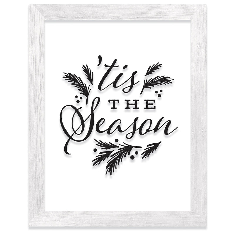 Wood Framed Decor, Set of 3 "Happy Holidays" "Let Your Heart Be Light" "Tis the Season"
