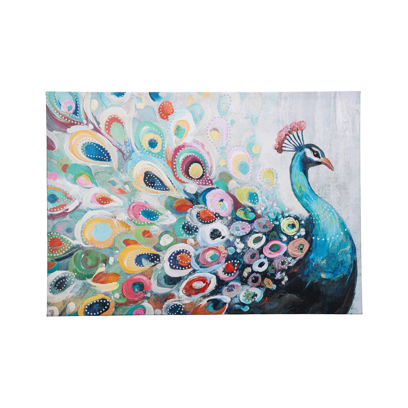 Canvas Wall Decor, Peacock, 28" L x 20" H