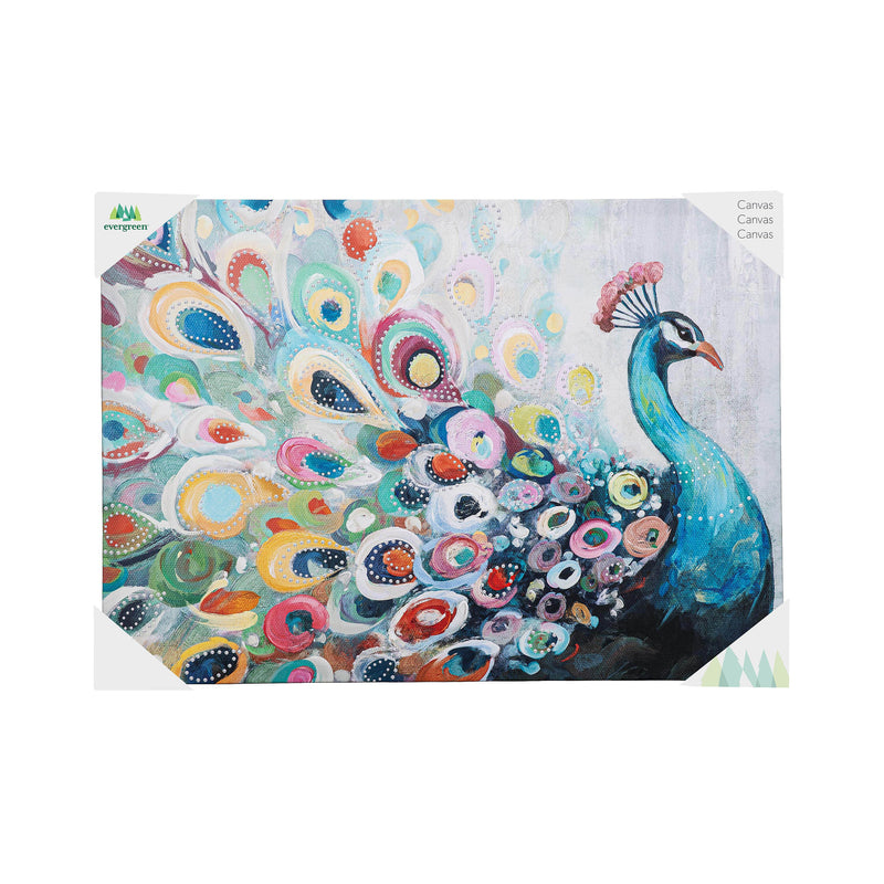 Canvas Wall Decor, Peacock, 28" L x 20" H