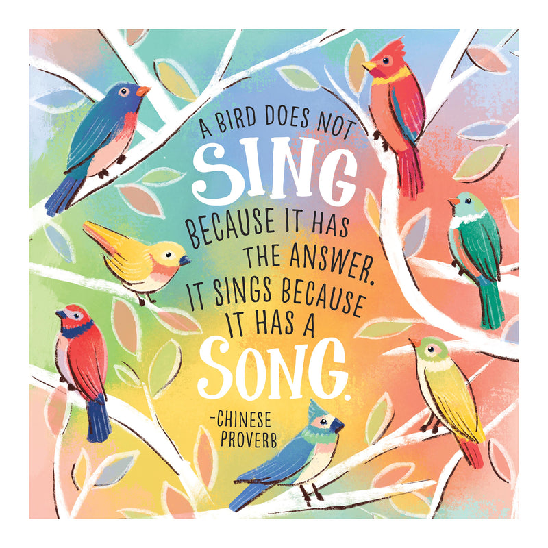 Whimsy Nature Bird Canvas Wall Decor, 10" H x 10" L