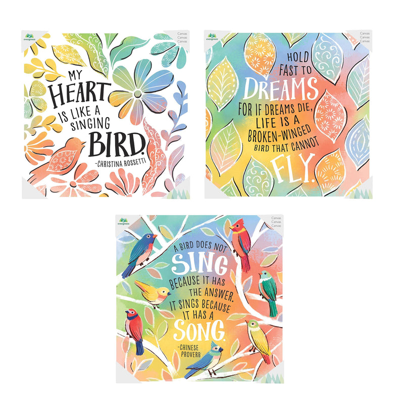 Whimsy Nature Bird Canvas Wall Decor, 10" H x 10" L
