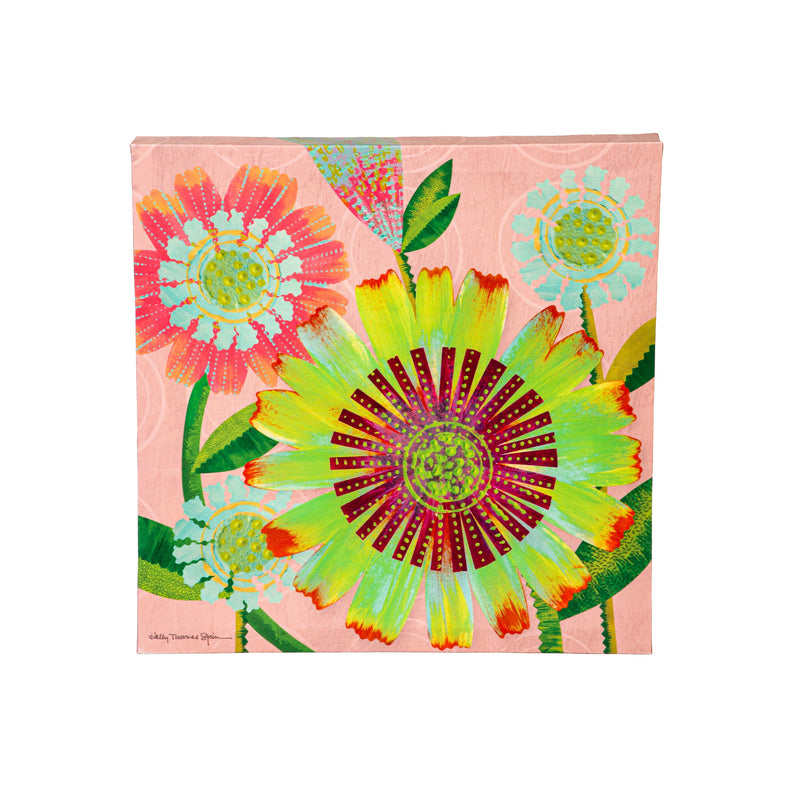 Pastel Flowers Canvas Wall Decor, 12" H x 12" L