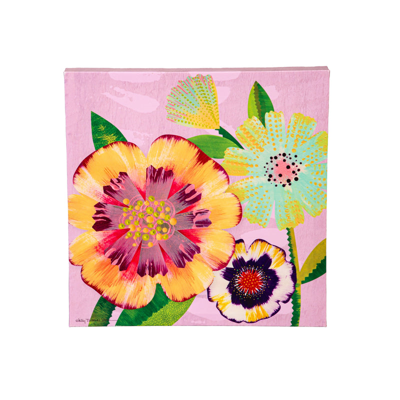 Pastel Flowers Canvas Wall Decor, 12" H x 12" L