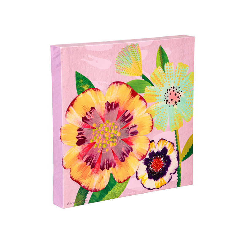 Pastel Flowers Canvas Wall Decor, 12" H x 12" L