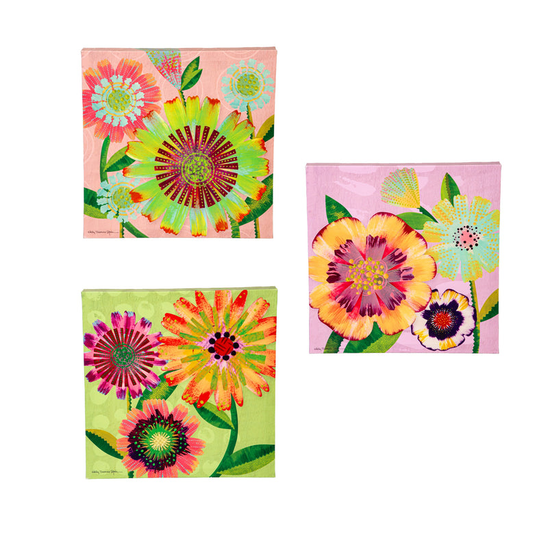 Pastel Flowers Canvas Wall Decor, 12" H x 12" L