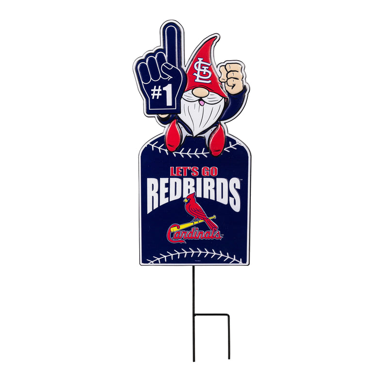 St Louis Cardinals Gnome Metal Sign 10"L x 30"H