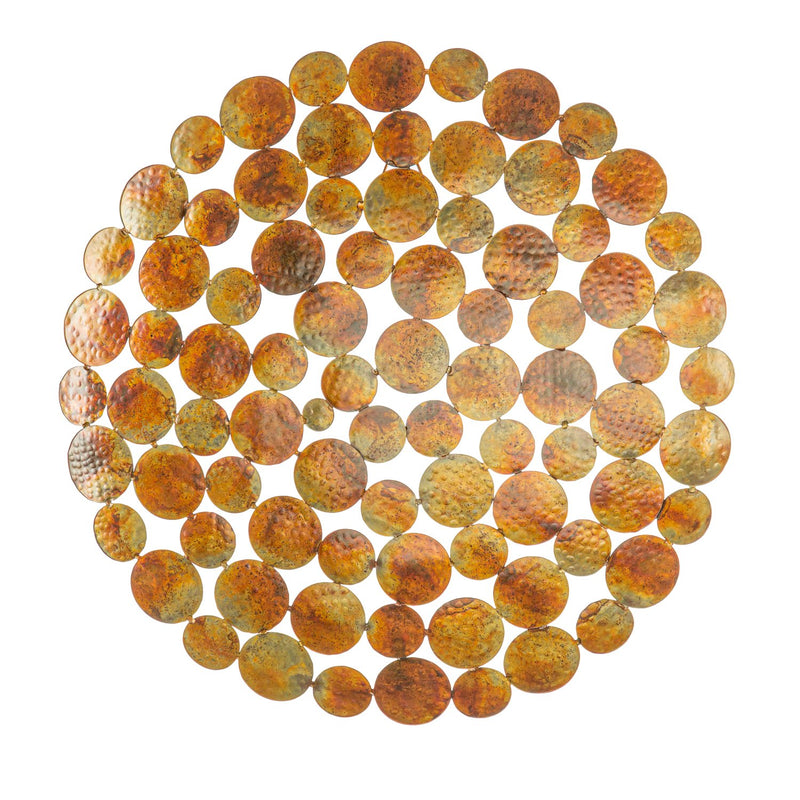 17"L x 17"H Metal Wall Decor, Abstract Circles, Multi-Color Copper Finish
