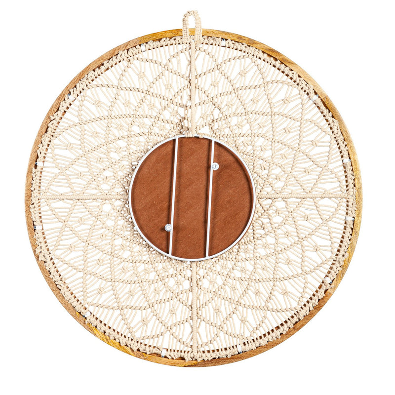 Blue Coastal Indoor Wall Decor, Alternative Wall, Macrame Circular Mirror, 25"