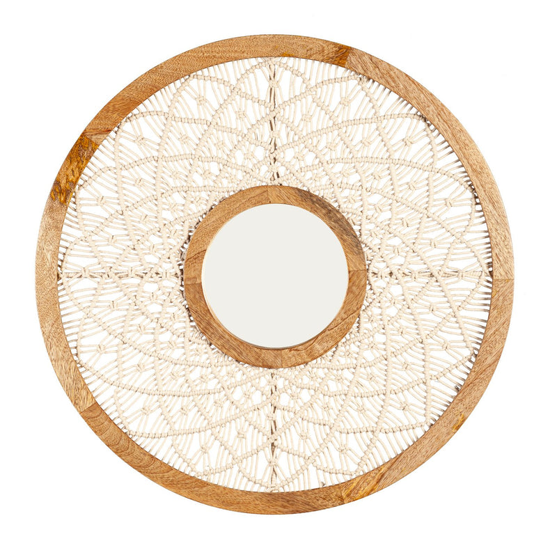 Blue Coastal Indoor Wall Decor, Alternative Wall, Macrame Circular Mirror, 25"