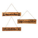 What She Shed Garden Sign, Wood, Wooden Garden Sign with Jute, Asst of 3