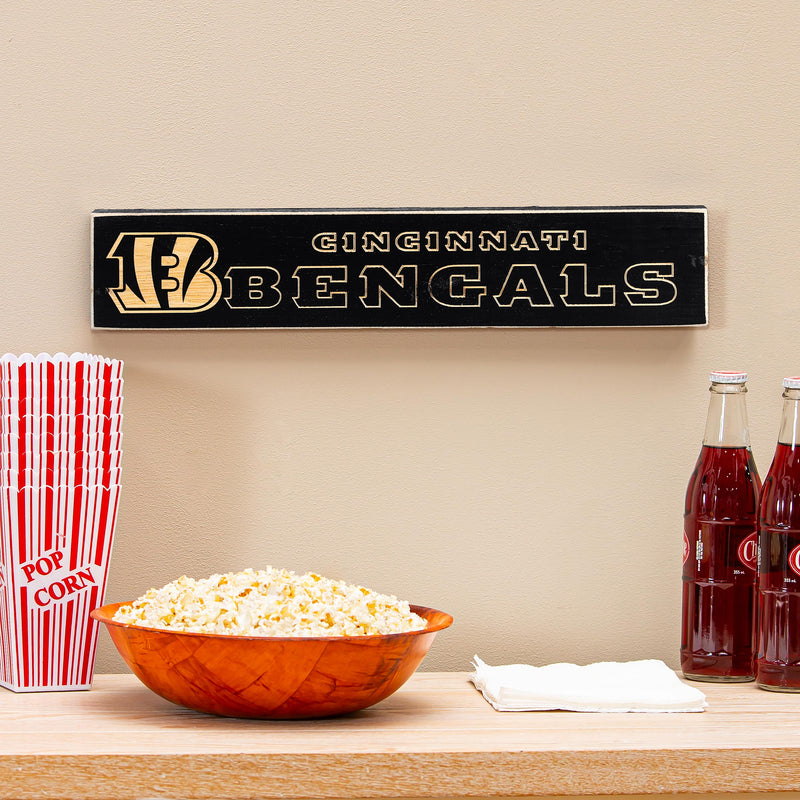 Cincinnati Bengals Engraved Wood Sign, 3.5" x 18"