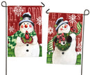Brick Snowmen Garden Suede Flag