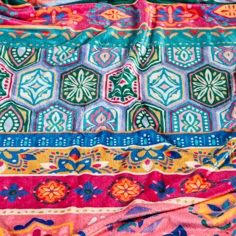 Geometric Tapestry Plush Blanket, 50" x 60"