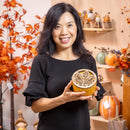 Glass Harvest Soy and Palm Wax Candle with Laser Cut Wooden Leaf Lid