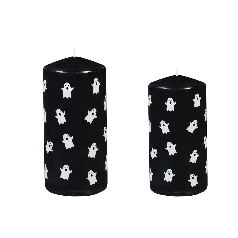 Halloween Ghost Pillar Wax Candle, Set of 2