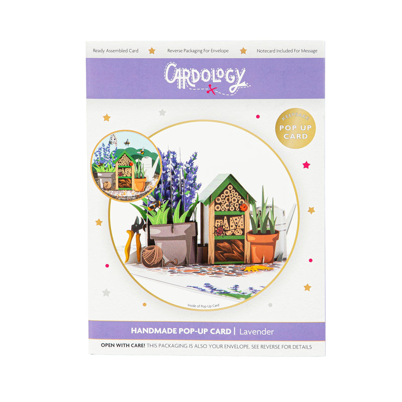Lavender Gardener Paper Pop Up Card