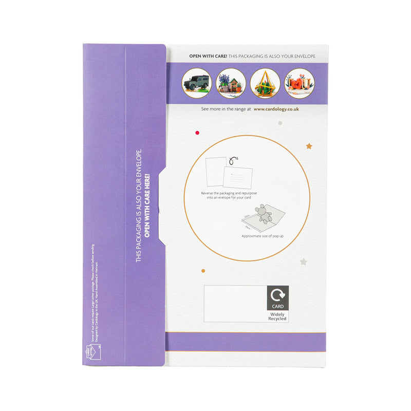 Lavender Gardener Paper Pop Up Card