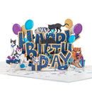 Happy Birthday with Cats Paper Pop Up Card