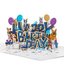 Happy Birthday with Dogs Paper Pop Up Card