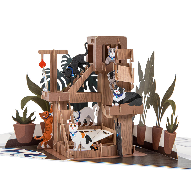 Cat Tree Paper Pop Up Card